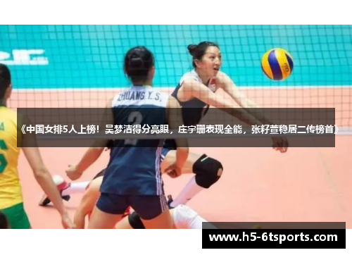 《中国女排5人上榜！吴梦洁得分亮眼，庄宇珊表现全能，张籽萱稳居二传榜首》